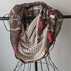 Sakroots Artist Circle Infinity Scarf Brown Floral Mesh Layered Boho Accessory